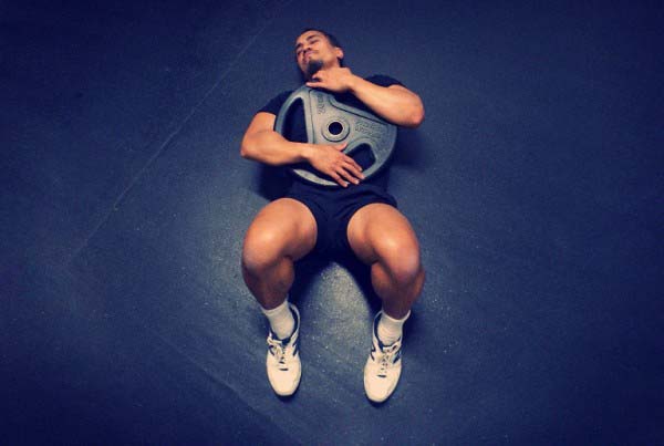 man working on his core